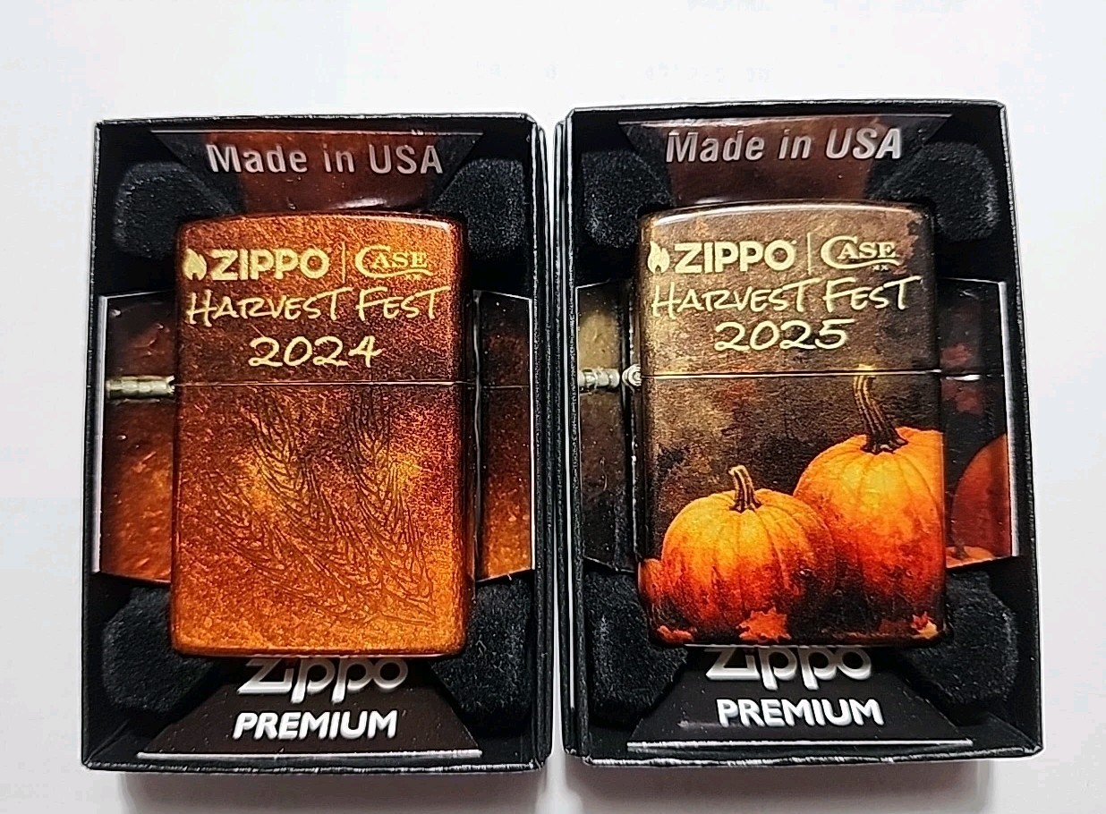 Read - 2024 Harvest Fest 55/100 & 2025 Unnumbered Fall Zippo/Case Autumn Lighter