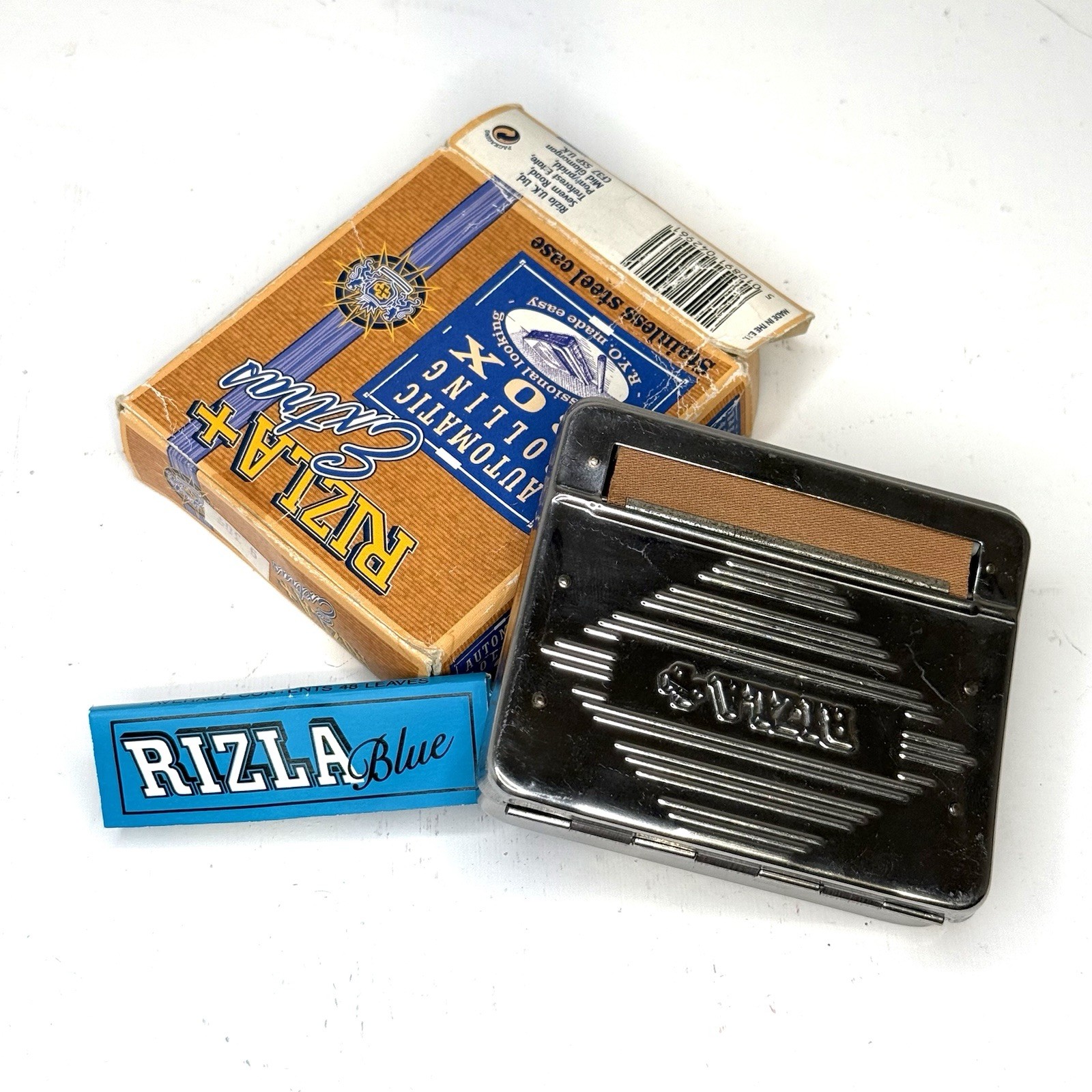Vtg Rizla+ Extras Automatic Cigarette Rolling Machine Stainless Box - With Box