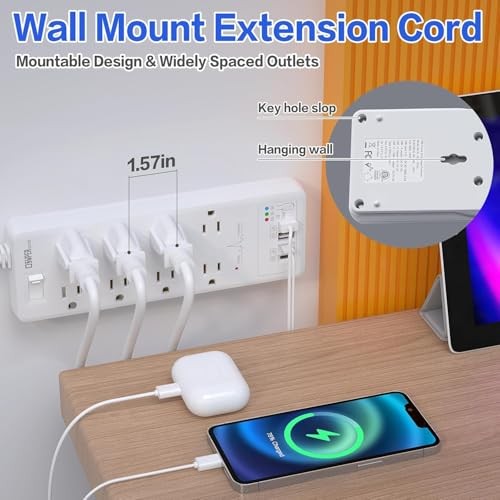 Surge Protector Power Strip, Extension Cord with USB Timer 8