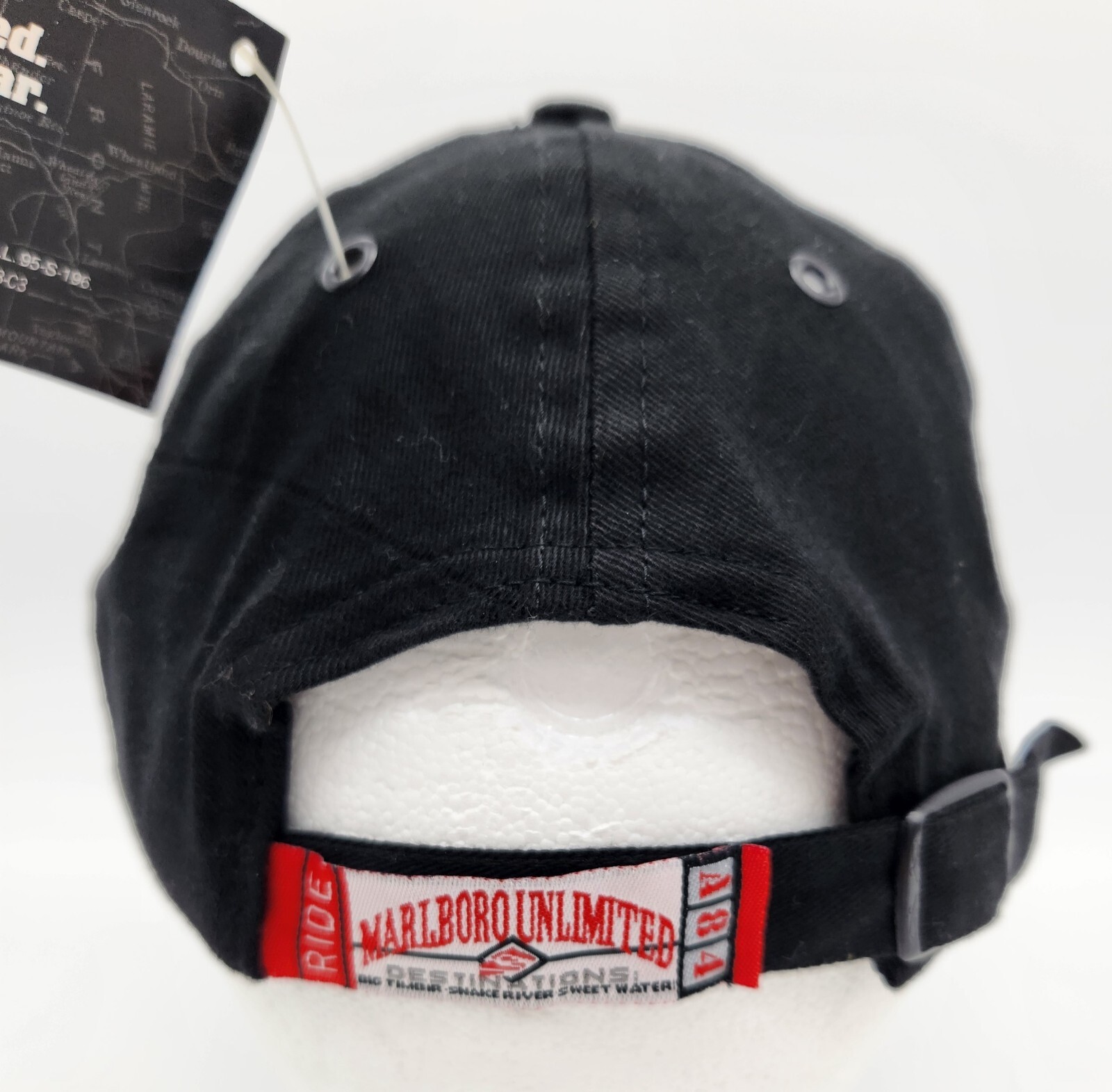 MARLBORO UNLIMITED Gear Hat NWT Cap Black Red Train Adjustable Cap 90's VINTAGE