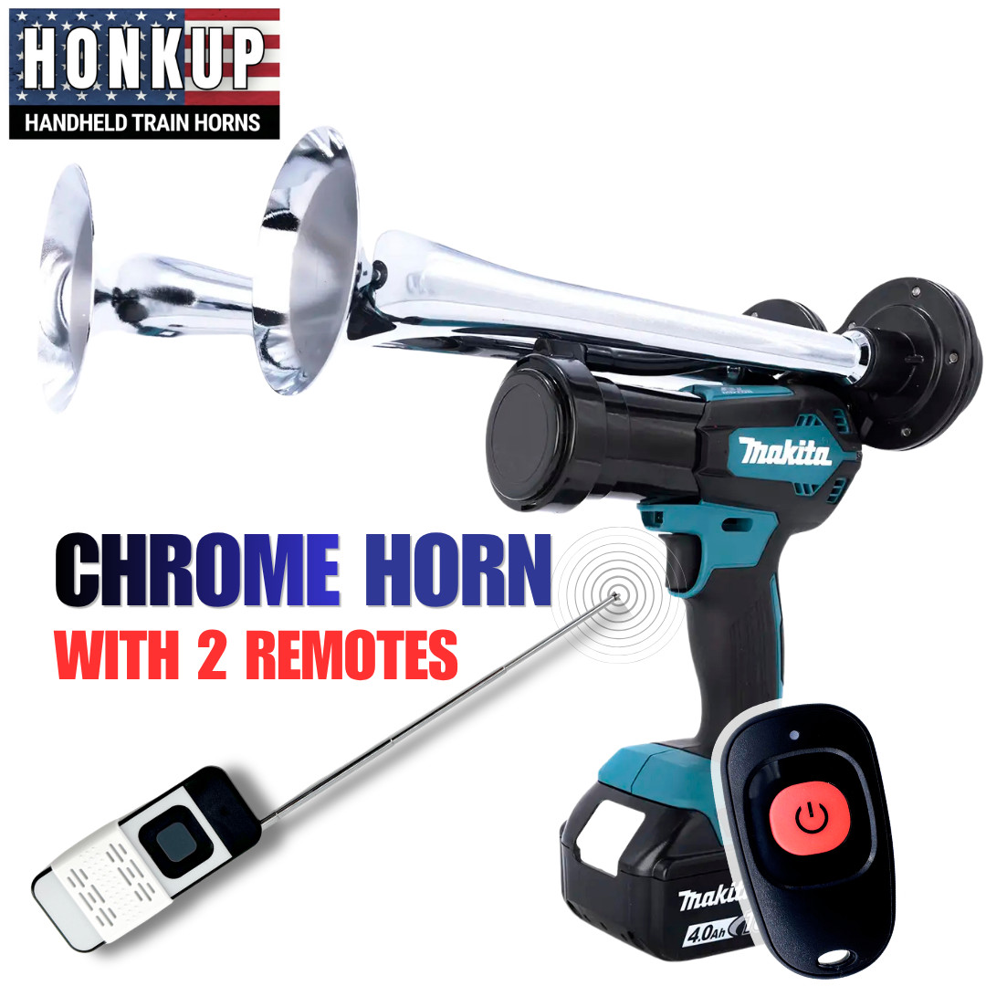 Makita 18V Dual Chrome Train Horn 2 Trumpets +2 Wireless Remote Controls: Honkup