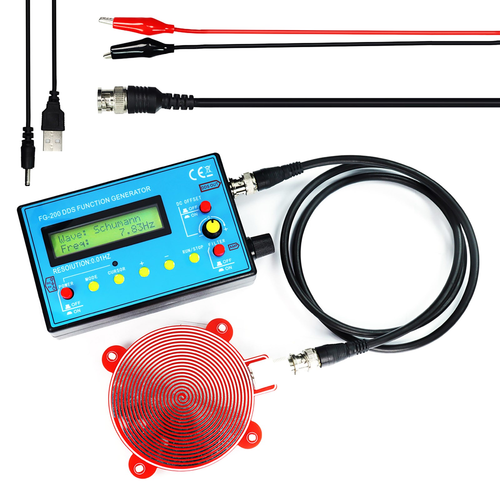Signal Generator DDS 0.01Hz-500kHz LCD Display 15 Waveforms for Electronics Lab