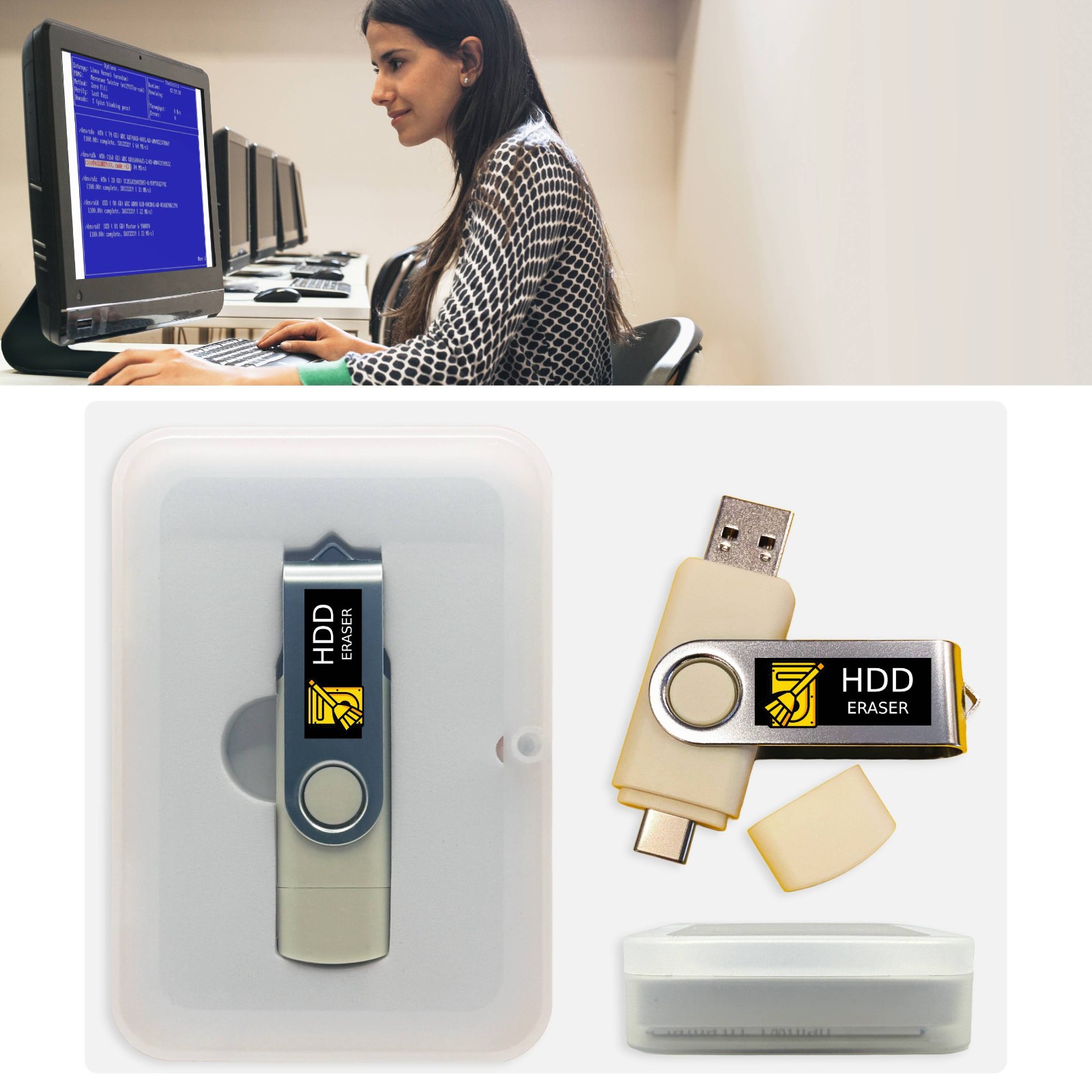 Hard Drive Eraser Bootable USB Disk Wipe Tool HDD SSD DoD Secure Erase PC