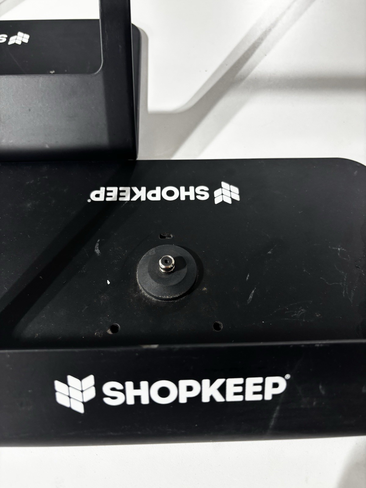 Two Shopkeep POS iPad Stand Heckler Design w/ Pivot Table Base