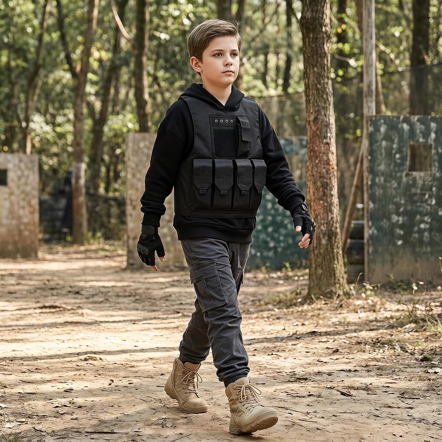 Kids Tactical Vest Youth Army Costume Airsoft Outdoor Play for Boys Girls