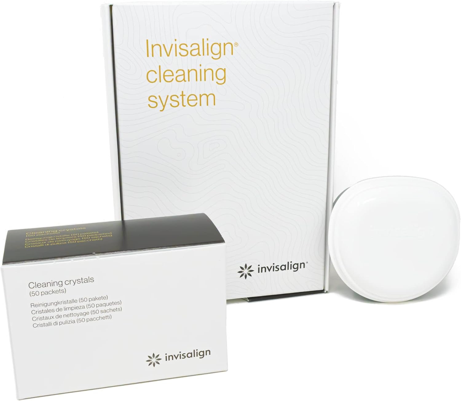 INVISALIGN Cleaning Crystals for Clear Aligners and Retainers with Tub, (50 Pack