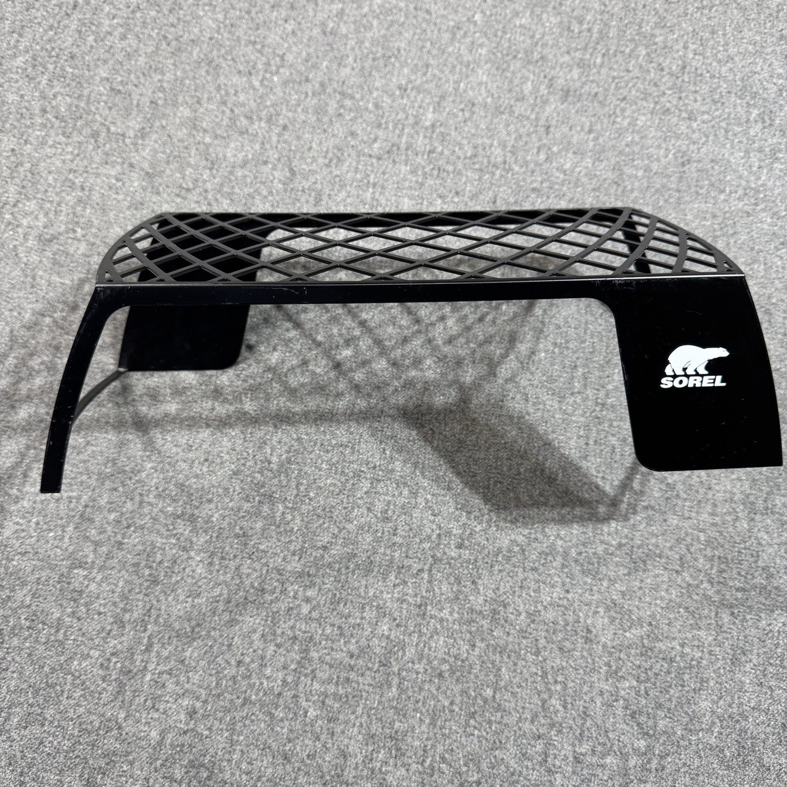Sorel Shoe Stand Store Display Metal Black Grate Top Retail Graphic Logo