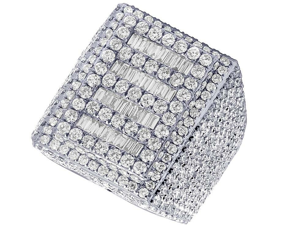 11.33CT Bright White Baguette & Round Cut Cubic Zirconia Men's Modern Fine Ring