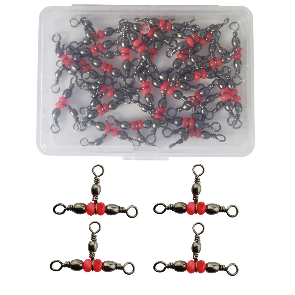 50pcs Cross Line 3 Way Triple Fishing Swivel Easy Rig Fishing Swivel Connector
