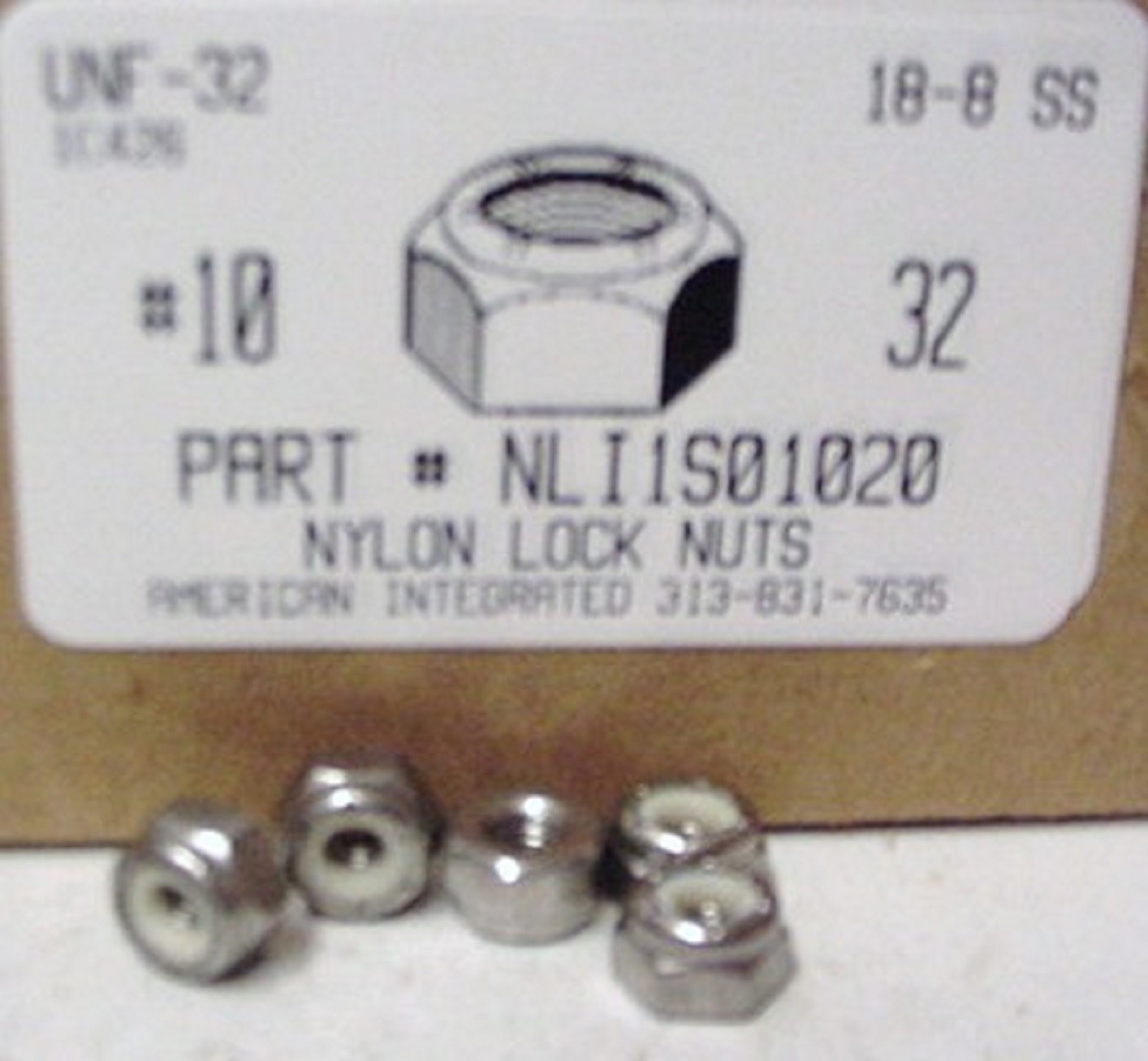 #10-32 Nylon Insert Lock Nuts 18-8 Stainless Steel (40)