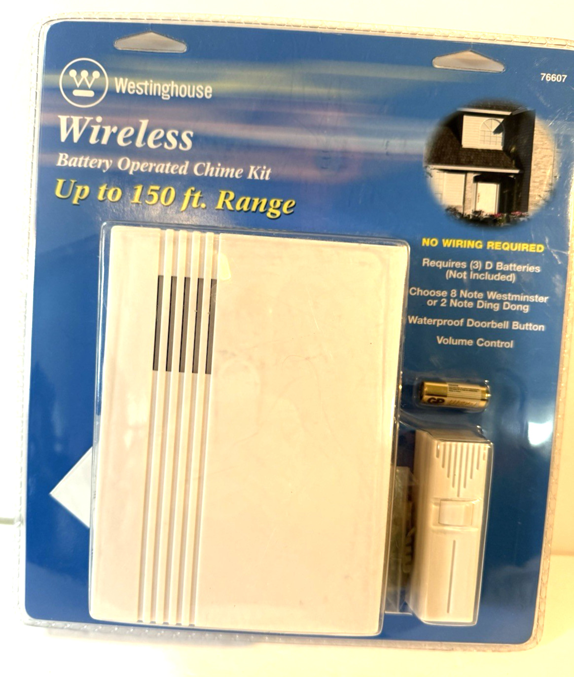 Westinghouse 76607 Wireless Battery Operated Chime Kit White (NEW)