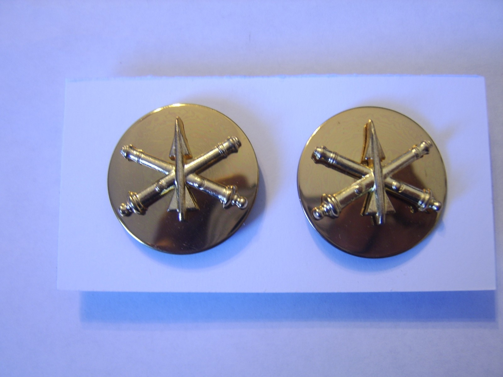 ARMY ENLISTED INSIGNIA AIR DEFENSE ARTILLERY CORPS BOS NIP PAIR (2 DISCS)