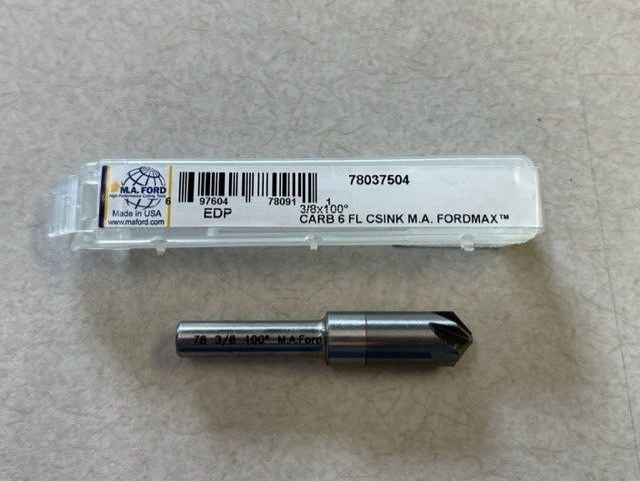M.A. Ford 78037504 3/8 x 100 Degree Carbide 6FL Countersink