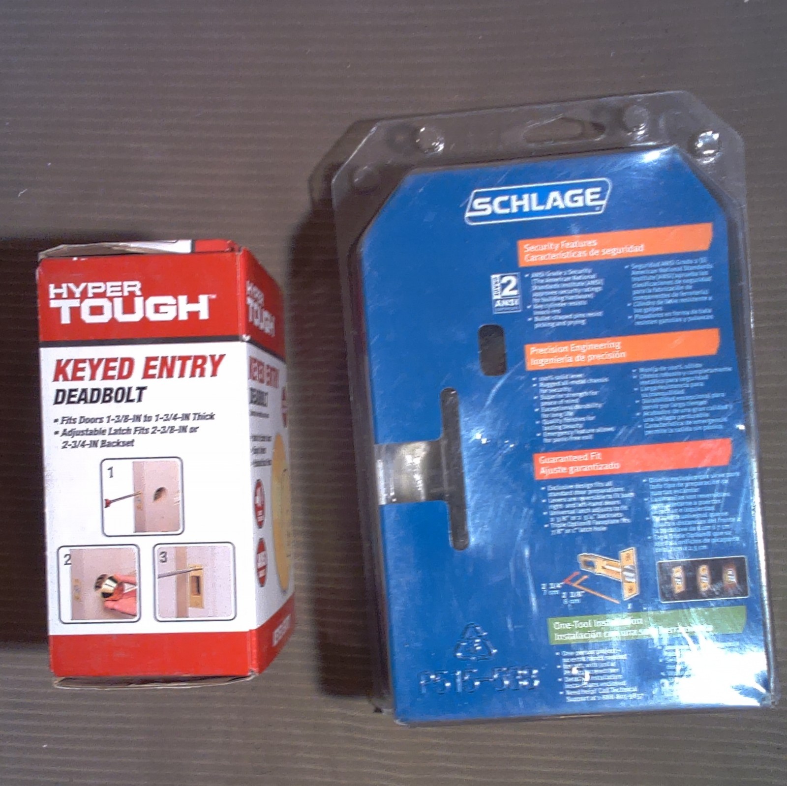 Hyper Tough & Schlage Keyed Entry Deadbolt Lockset Polished Brass Adjustable Fit
