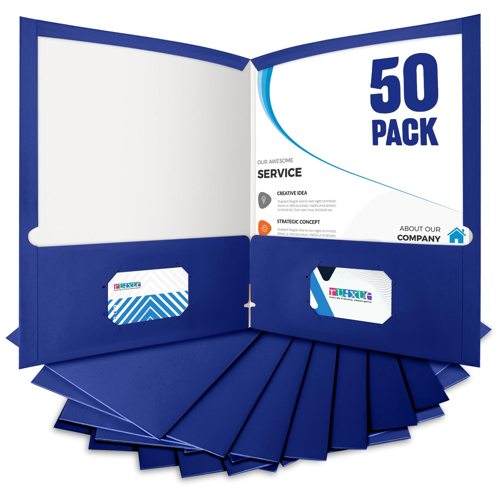 BIBRADAA® 50 Packs Blue Two Pocket Folders Surface with 9.5" x 11.5",