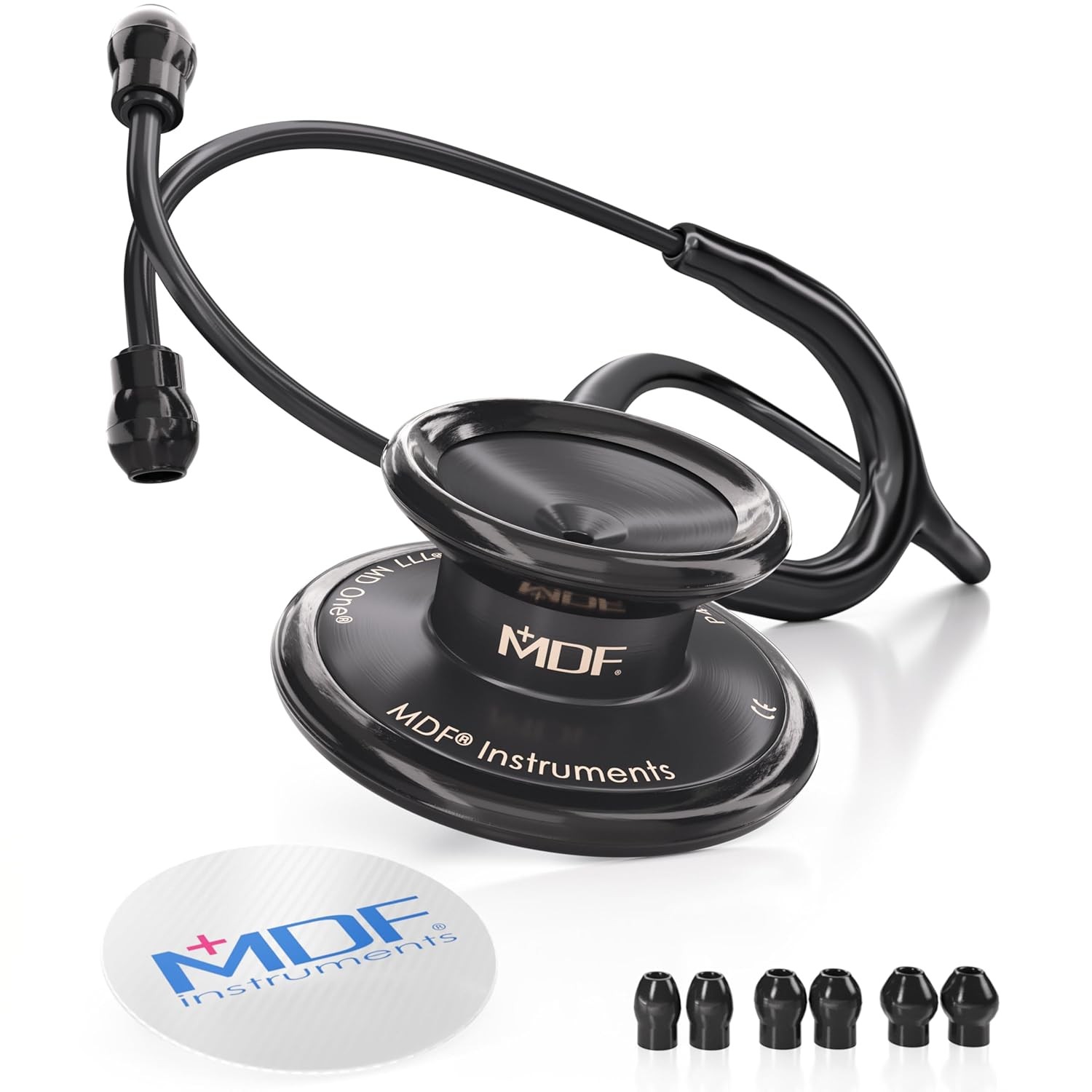 Stainless Steel Stethoscope Adult Dual Head Black Tube Black Chestpiece