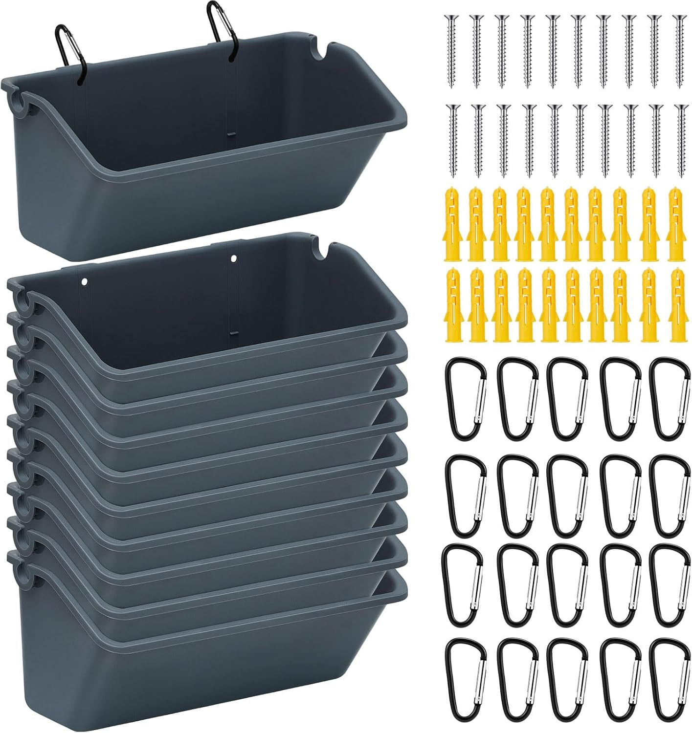 10 Pack Chicken Feeder,5 Quart Hanging Goat Waterer,Dark Gray