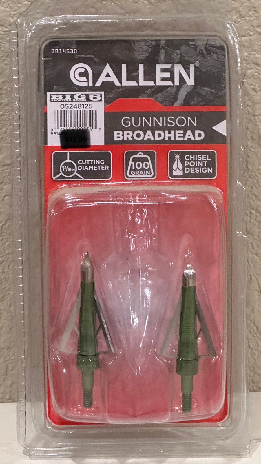 2 Pack Of Allen Gunnison Low Profile 100 Grain 3 Blade Broadheads