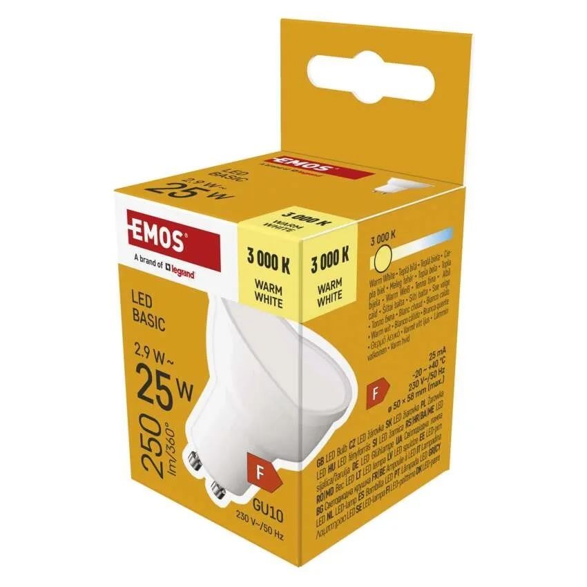 LED BASIC MR16 2,9W(25W) 250lm GU10 WW