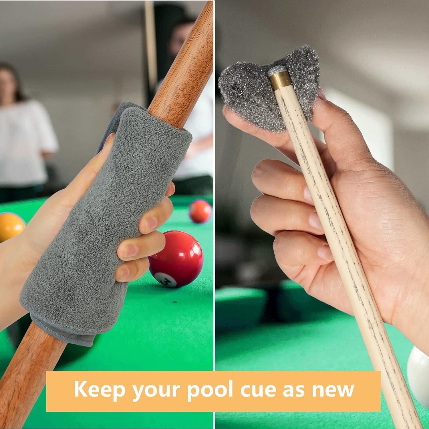 Pool Table Cleaner Set with Wooden Brushes & Cloth