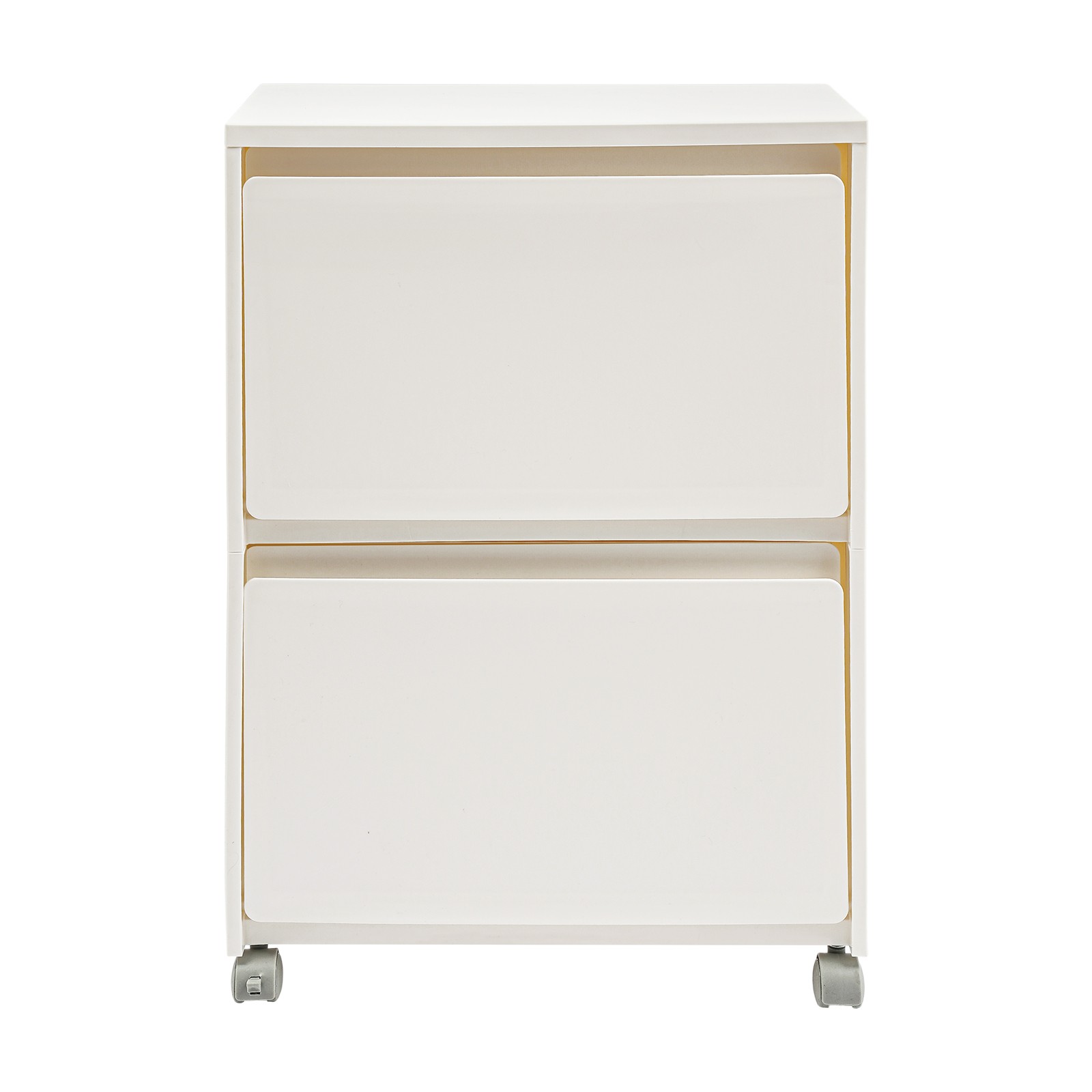 PP Cabinet 2-Tier Rolling Storage Cabinet Mobile Organizer White