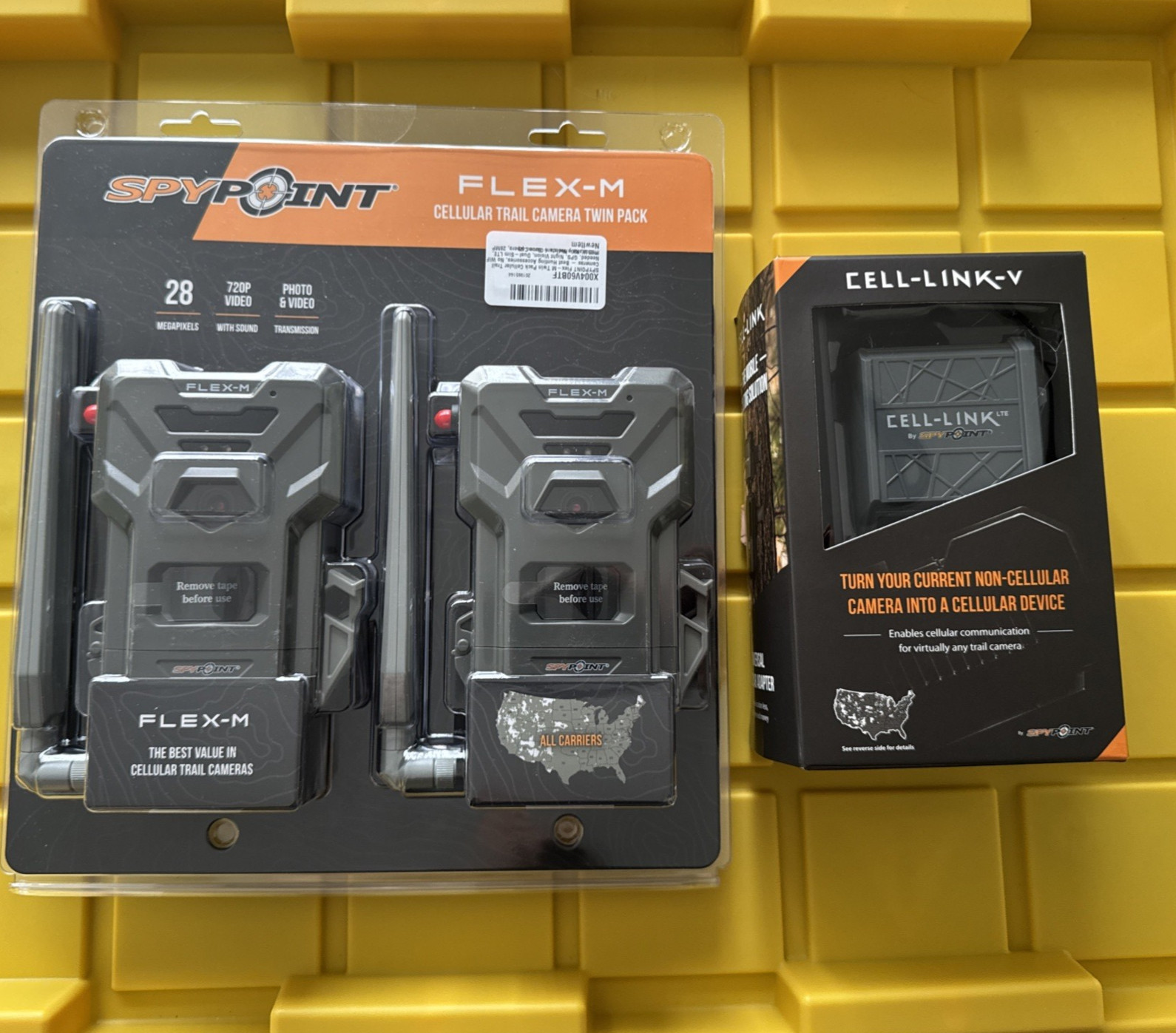 BUNDLE PACK! SpyPoint - Flex-M Cellular Trail Camera, TWIN PACK and Cell-Link-V