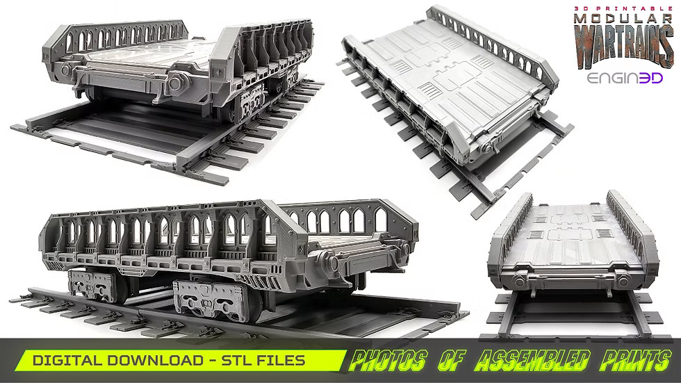 Modular War Train Flat Car 32mm - Terrain, Sci-Fi Wargaming Kit, Vehicle