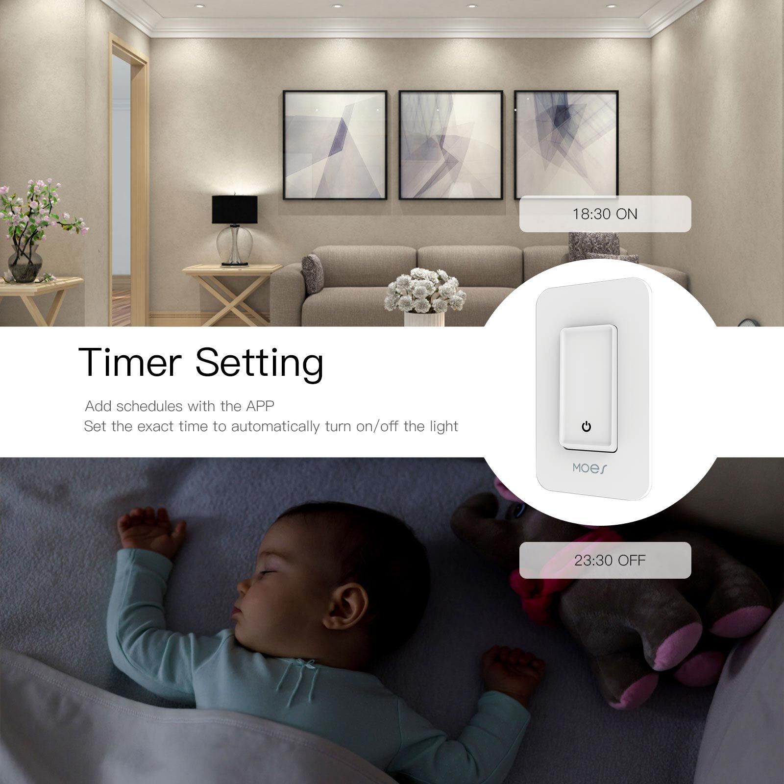 MOES WiFi Smart Light Switch No Neutral Wire Required No Capacitor Remote 2 Pack
