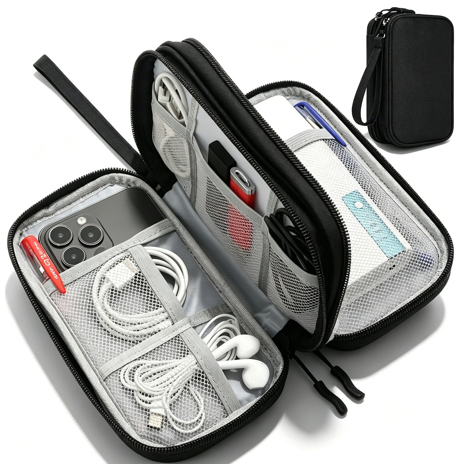 Large Capacity Digital Storage Bag, Two Separate Compartments for Travel & Daily