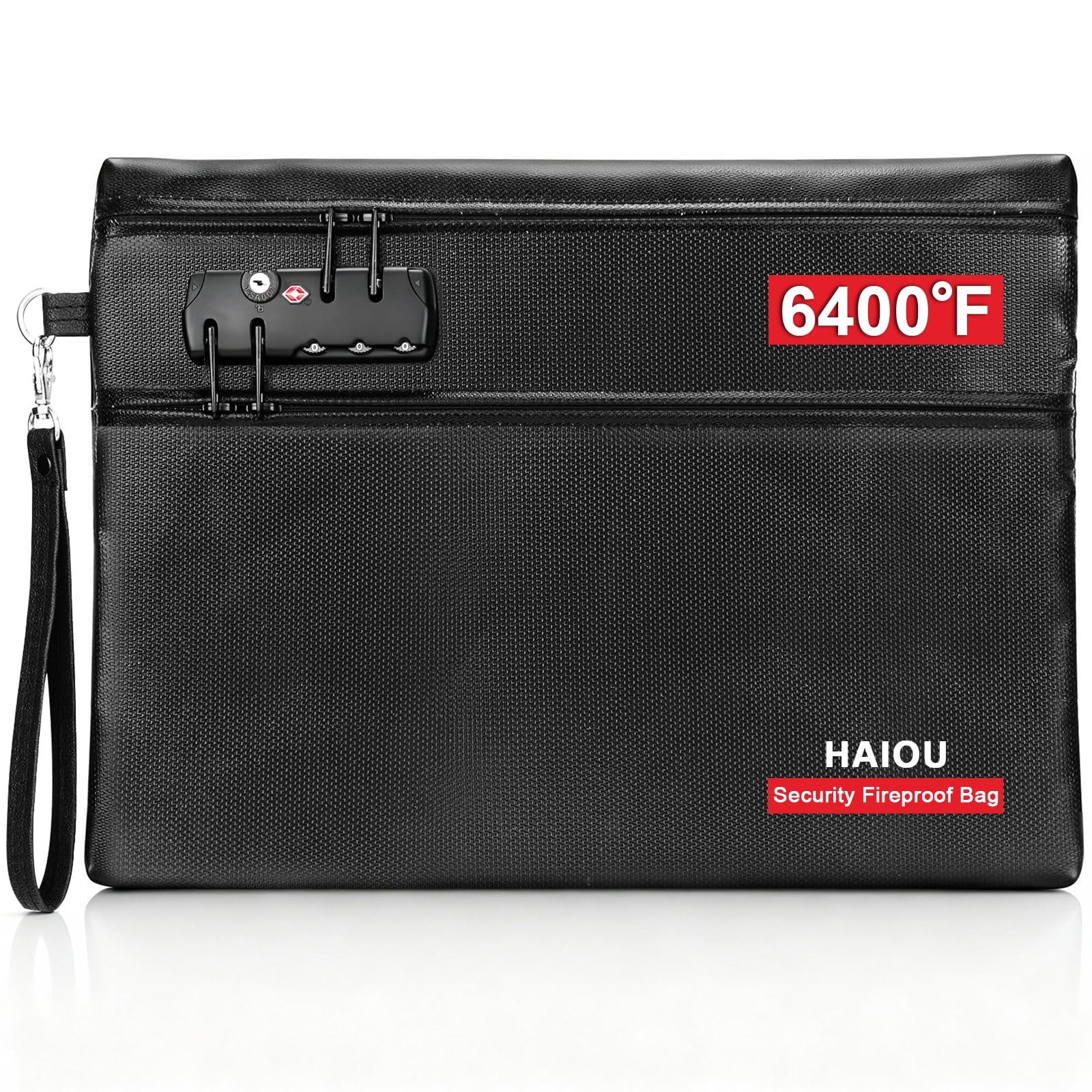 6400F Fireproof Document Bag with Combination Lock - Heat Resistant Money for