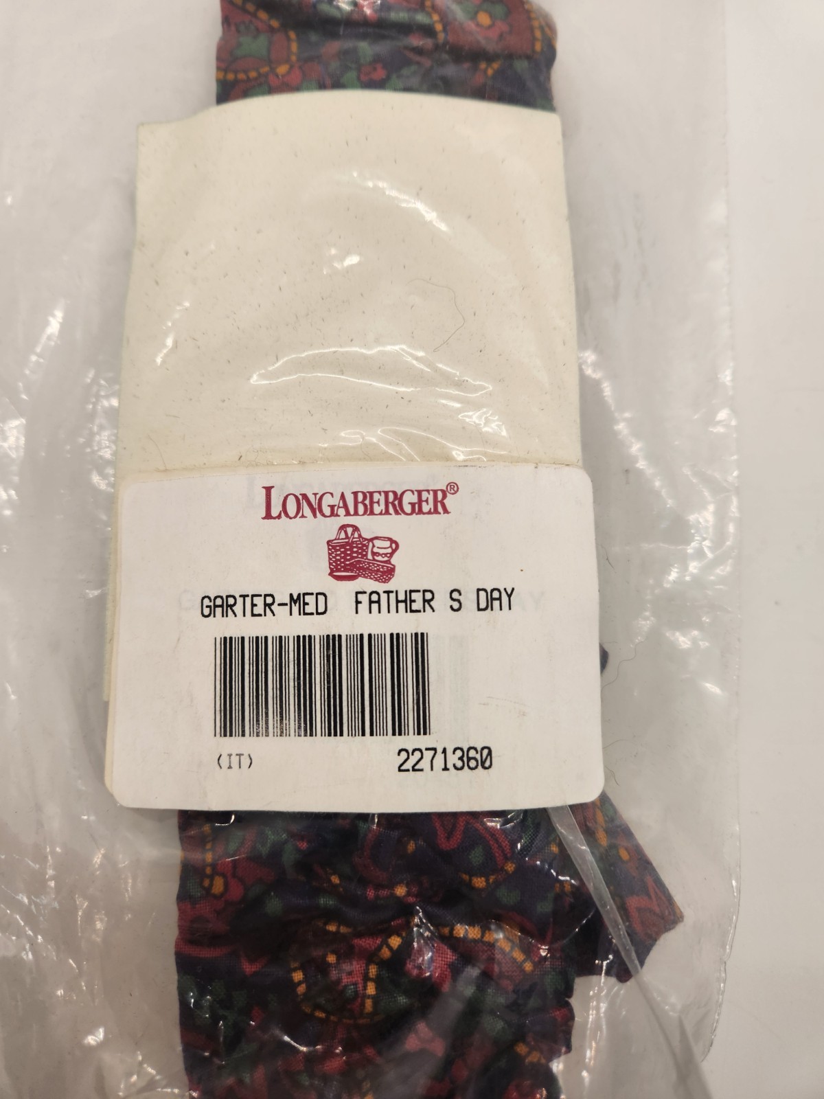 Vintage NOS Longaberger Medium Basket Garter in Father's Day Paisley Print