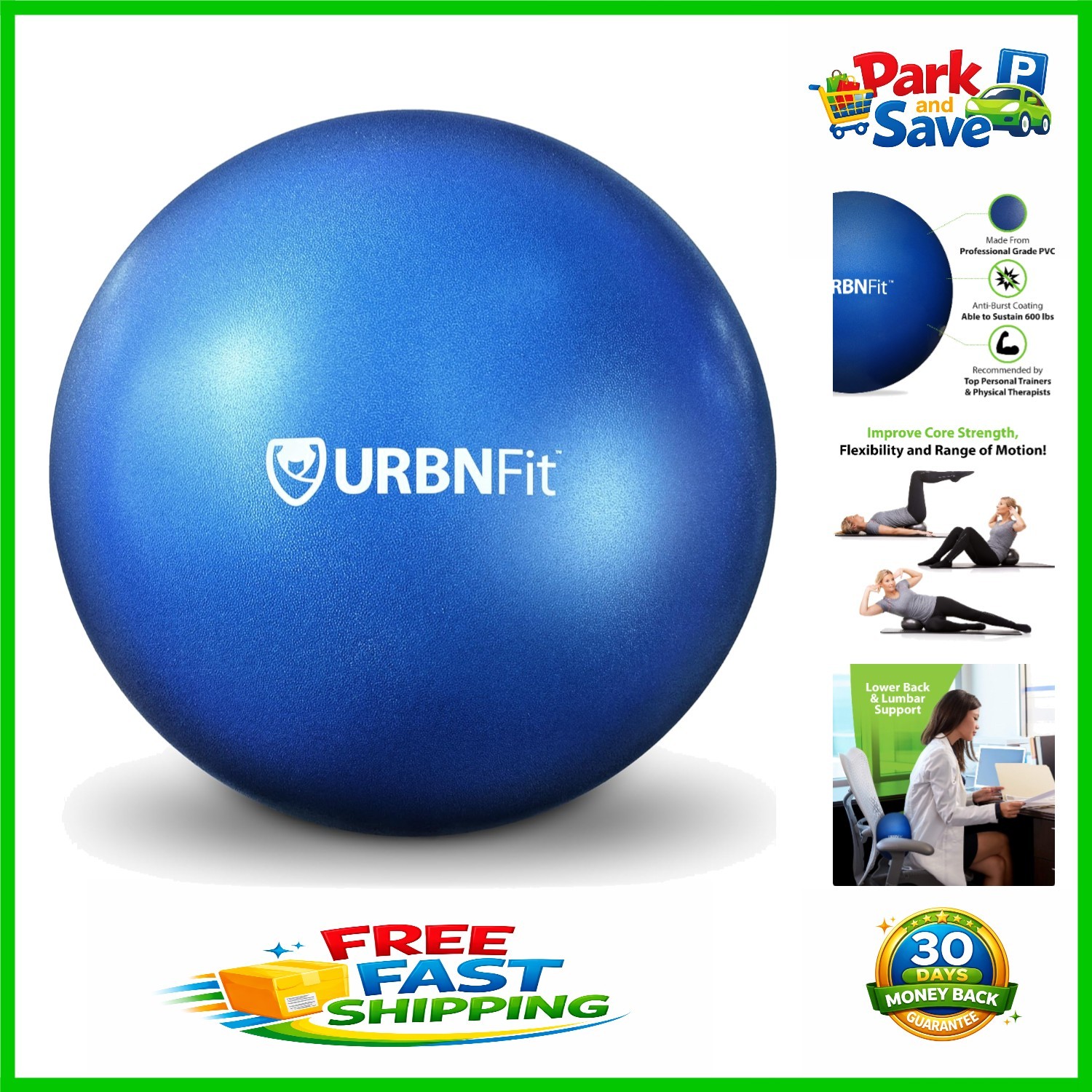 9” Mini Exercise Ball - Anti-Burst Stability Ball for Core Strength & Balance