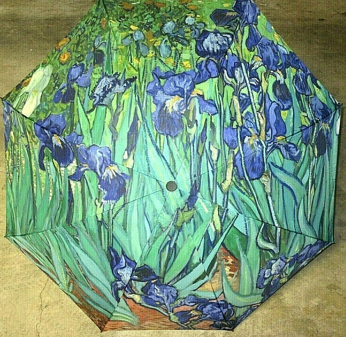 Irises Flowers by Vincent Van Gogh Compact Travel Umbrella Black Blue Free Ship
