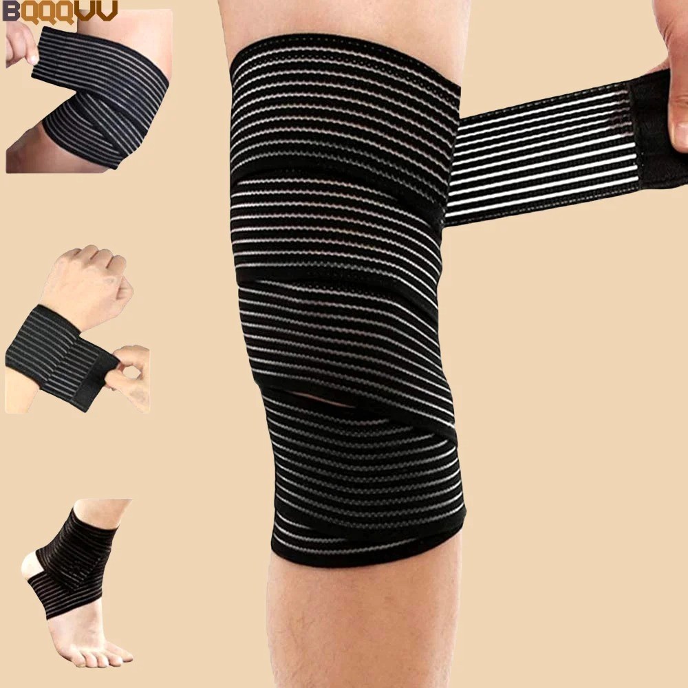 1 PCS Extra Long Elastic Knee Wrap Compression Bandage Brace , Adjustable Com...
