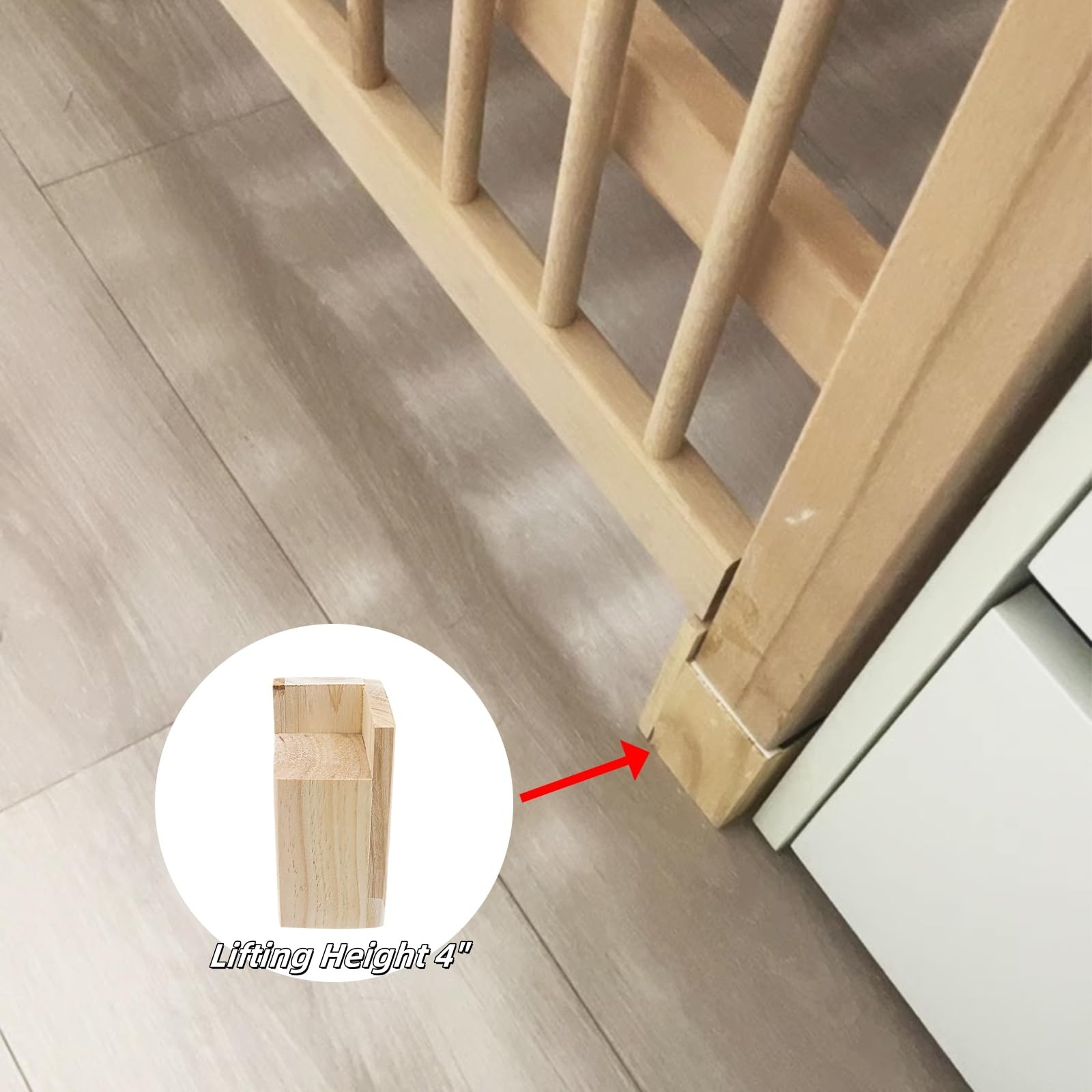 Solid Pine Wood Bed Frame Risers 4Pcs, 4 Inch Rising Height, 880 lbs, L Shape...