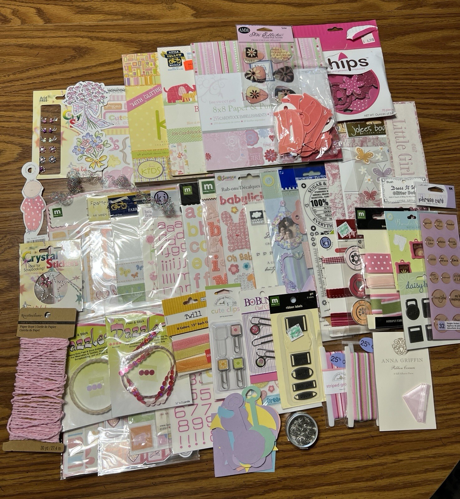 HUGE Lot Of 47 Baby Girl, Daughter Scrapbooking Paper Pad, Stickers, & More