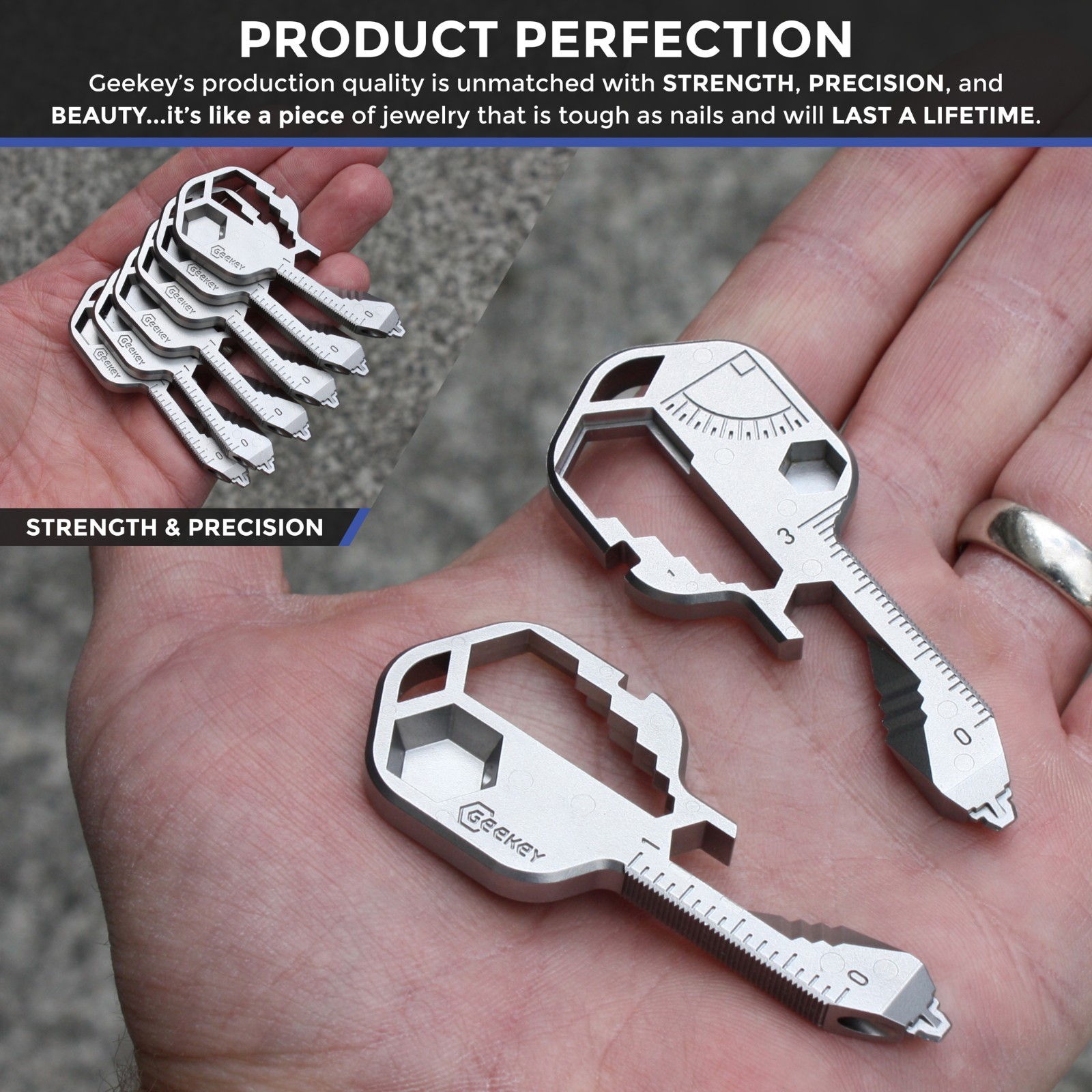 Geekey Multi-tool - Original Stainless Steel Key Shaped EDC Tool
