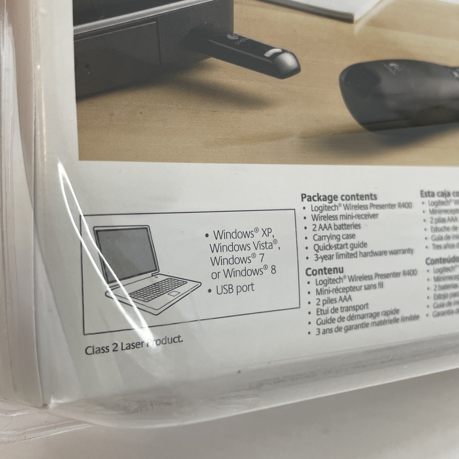 2012 Logitech Wireless Presenter R400 50' Range Receiver Laser Pointer Sealed