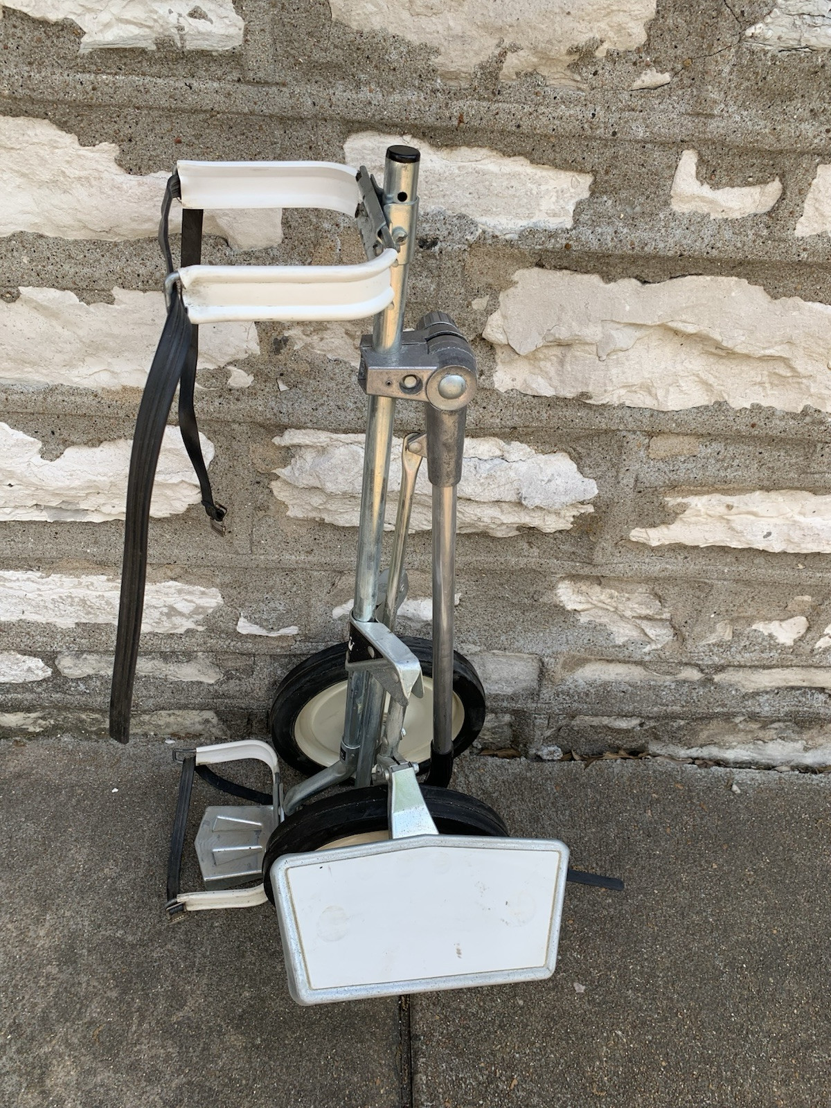 Vintage Metal Golf Bag Caddy W/ Straps Push Pull Cart 36”