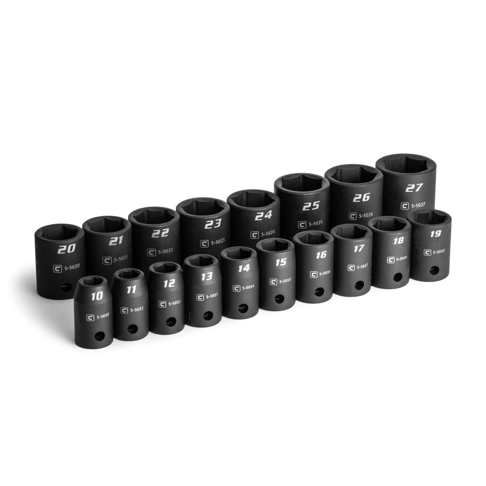 Capri Tools 1/2 in. Drive Shallow Impact Socket Set, 10 to 27 mm, Metric, 18-...