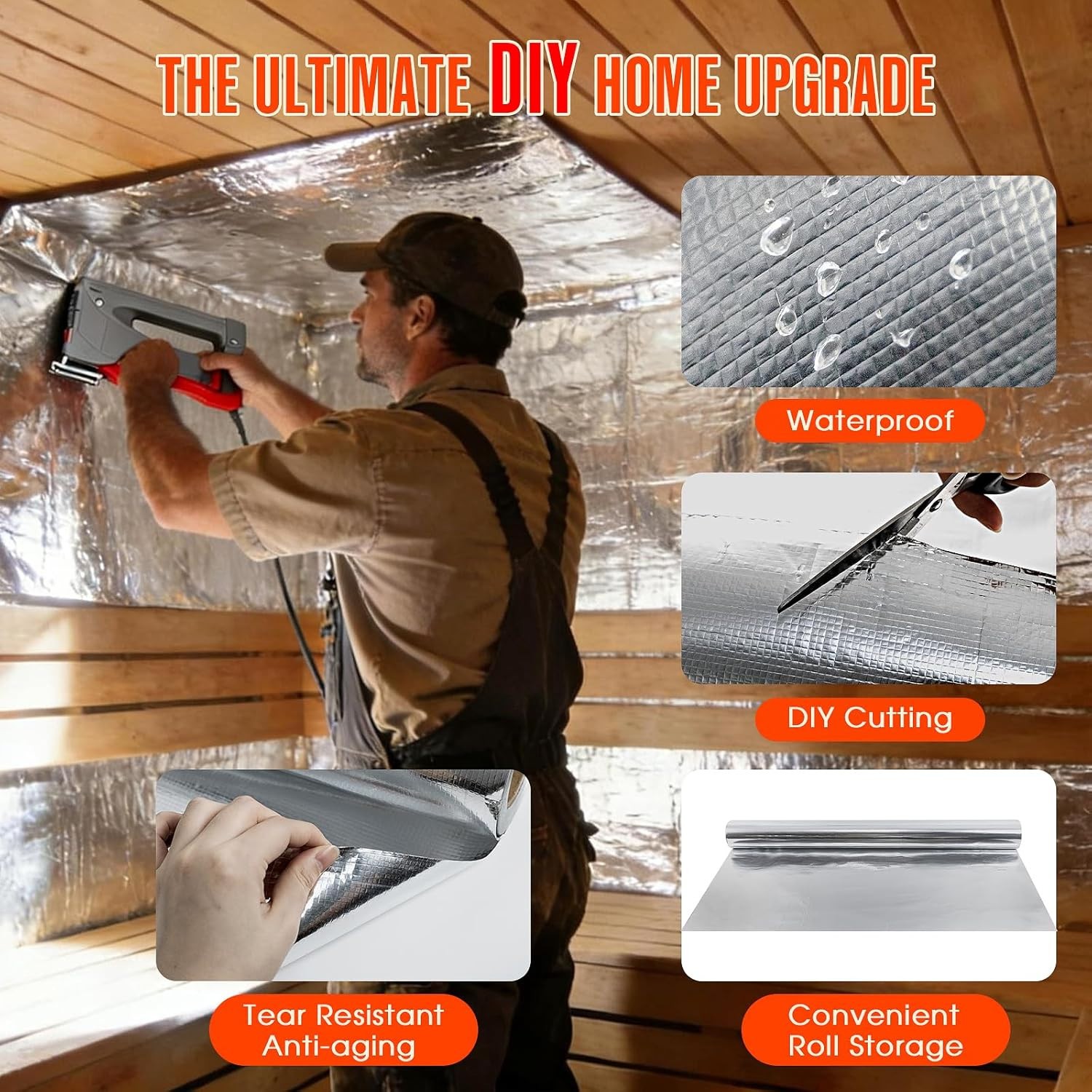 Double Reflective Insulation Roll Woven Fabric SOLID Radiant Barrier 500SQFT