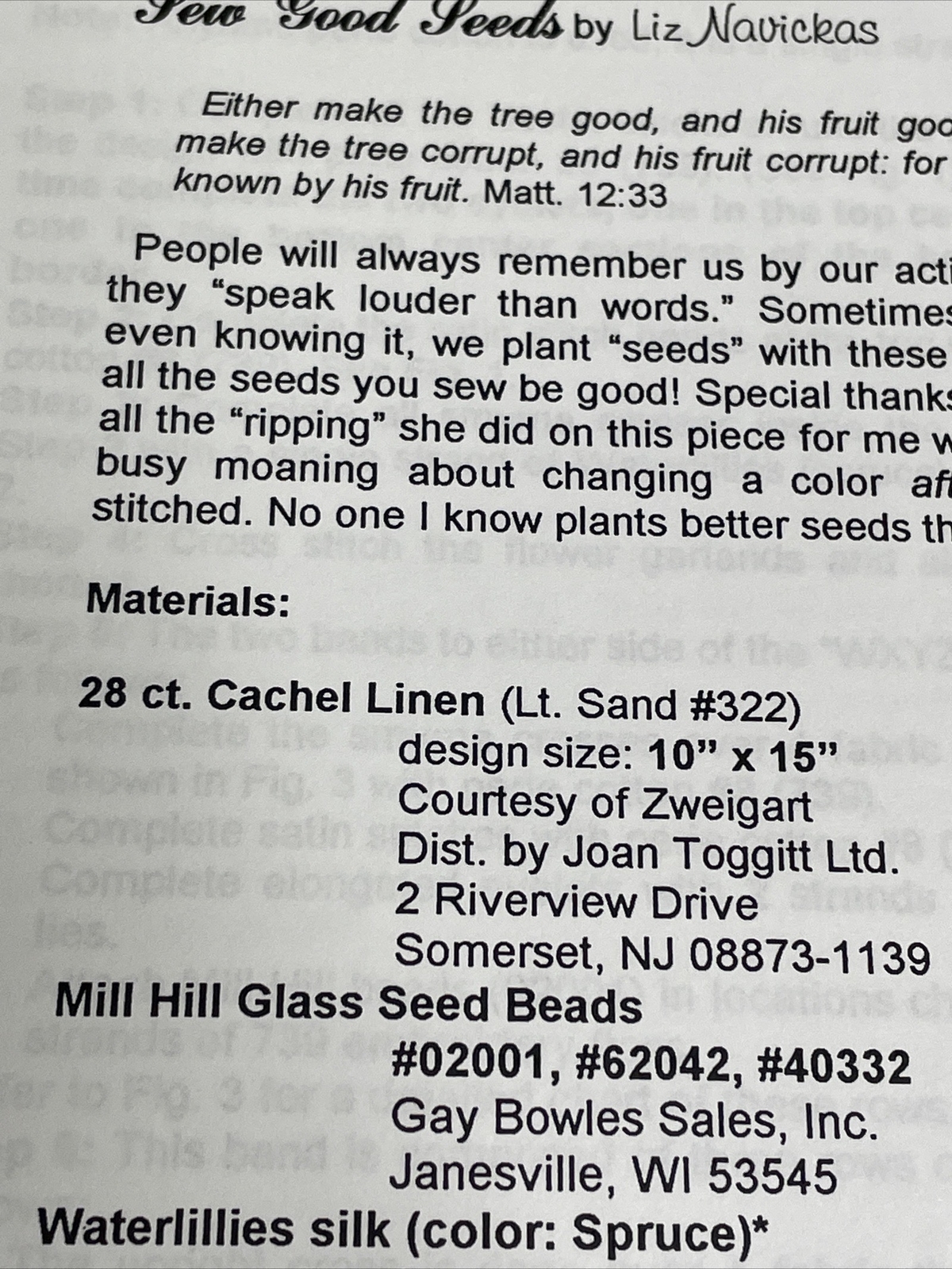 Sew Good Seeds by Liz Navickas Designs Needlework Pattern