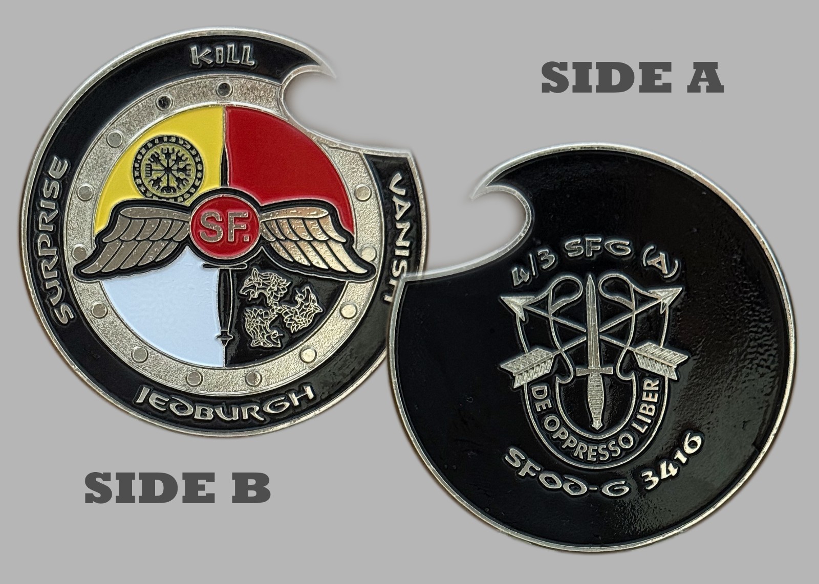4/3 SFG (A) Jedburgh SF Bottle Opener Challenge Coin  1#25