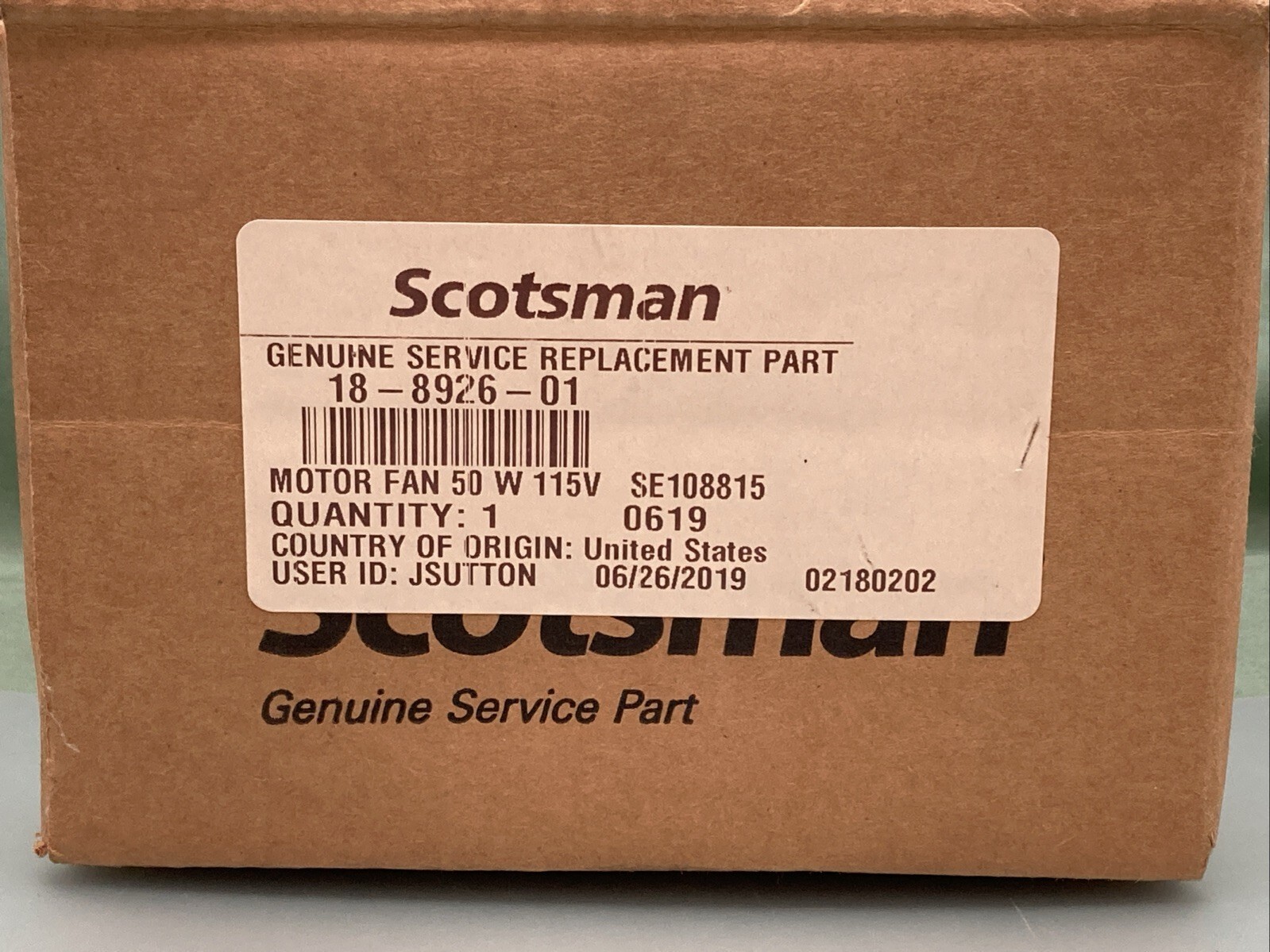 New Genuine Scotsman 18-8926-02 Motor Fan 50 W 115V