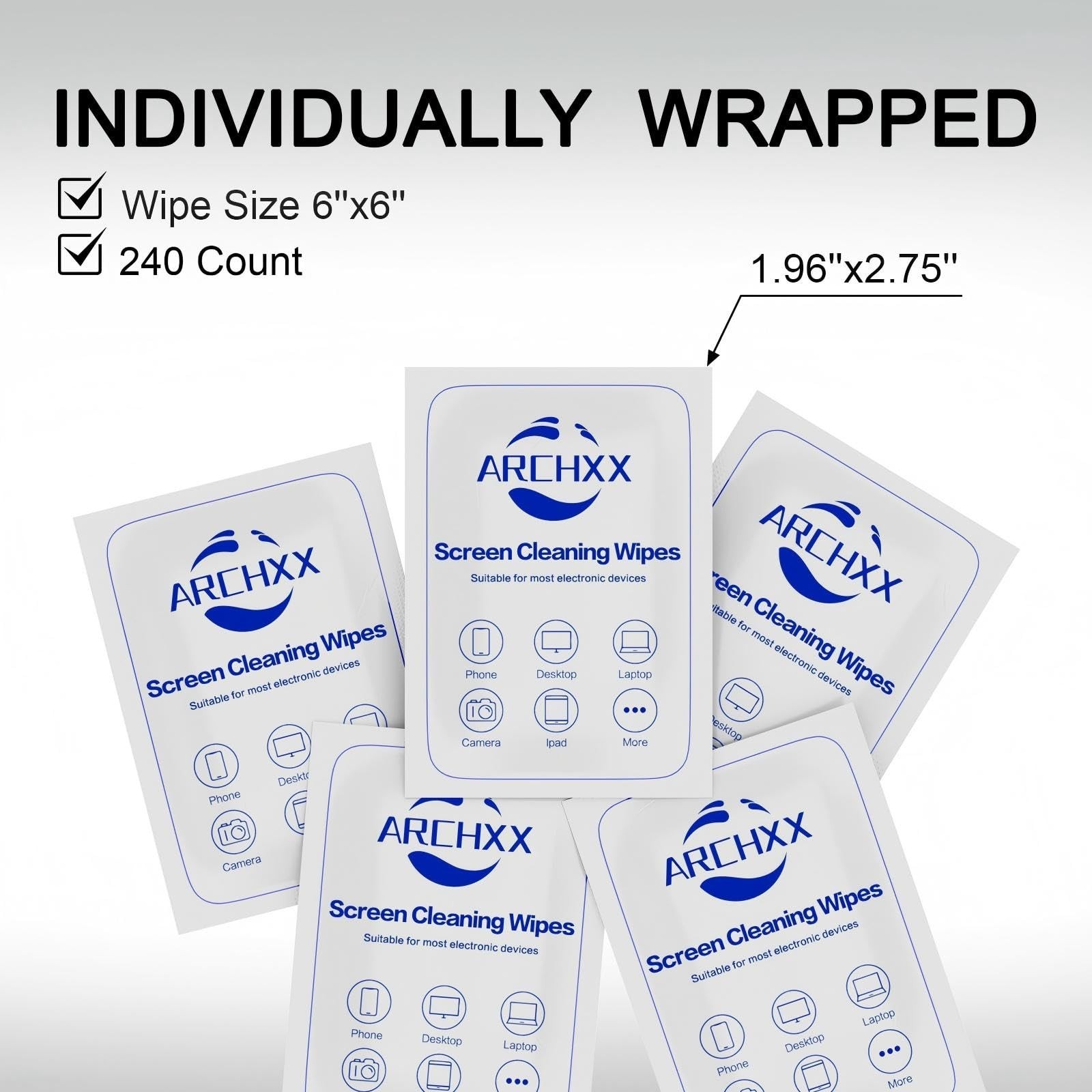240 Count Pre-Moistened Screen Wipes for Electronics - Clean Computer, Laptop, P
