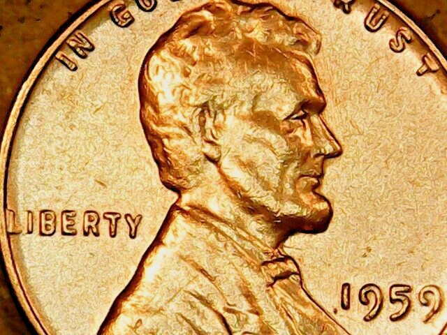 1959 American Cent Circulated Red-Brown Lincoln Memorial Philadelphia Mint Penny