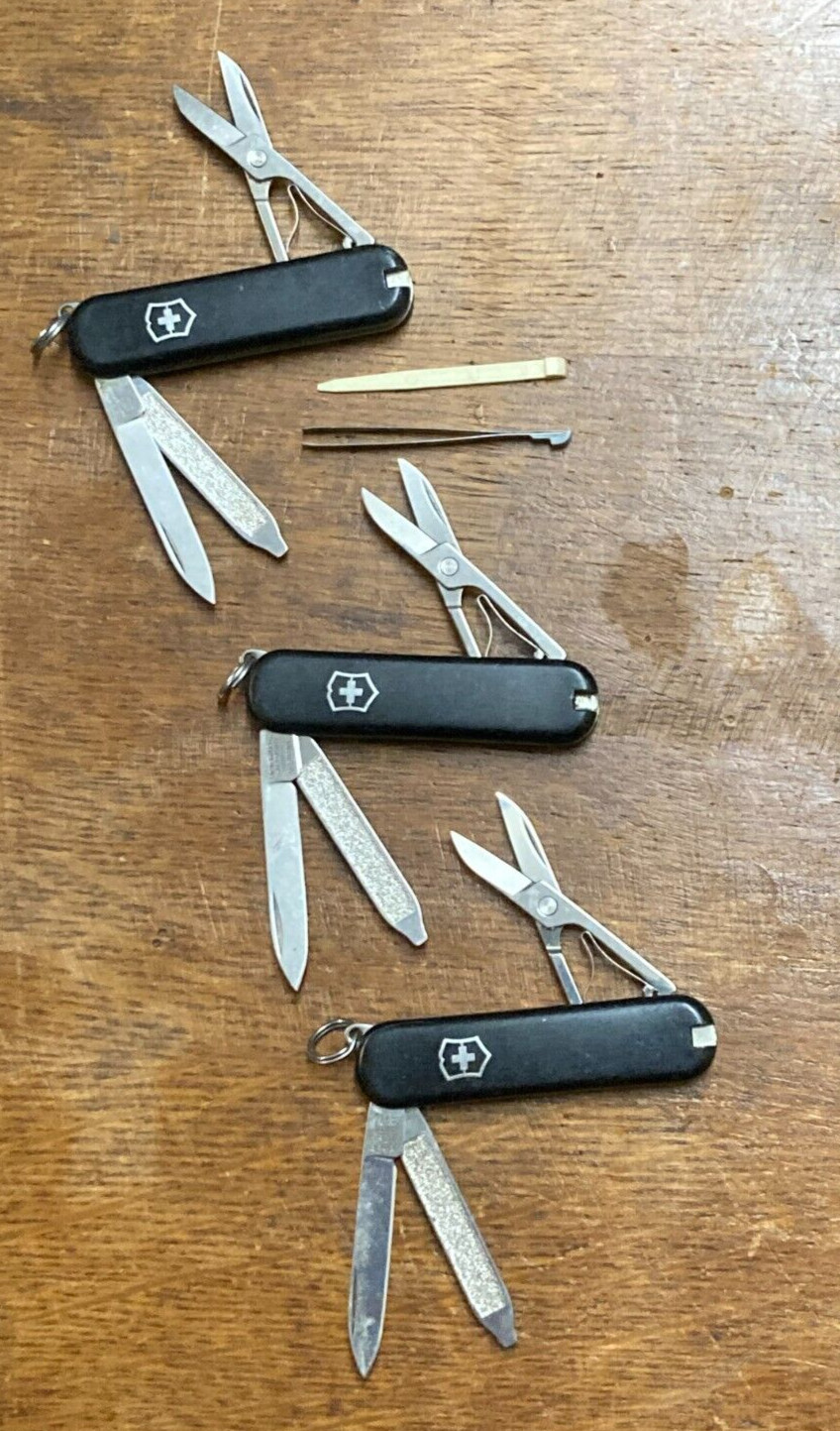 3 Victorinox Switzerland Stainless Rostfrei  Black Multi Blade Swiss Army Knife