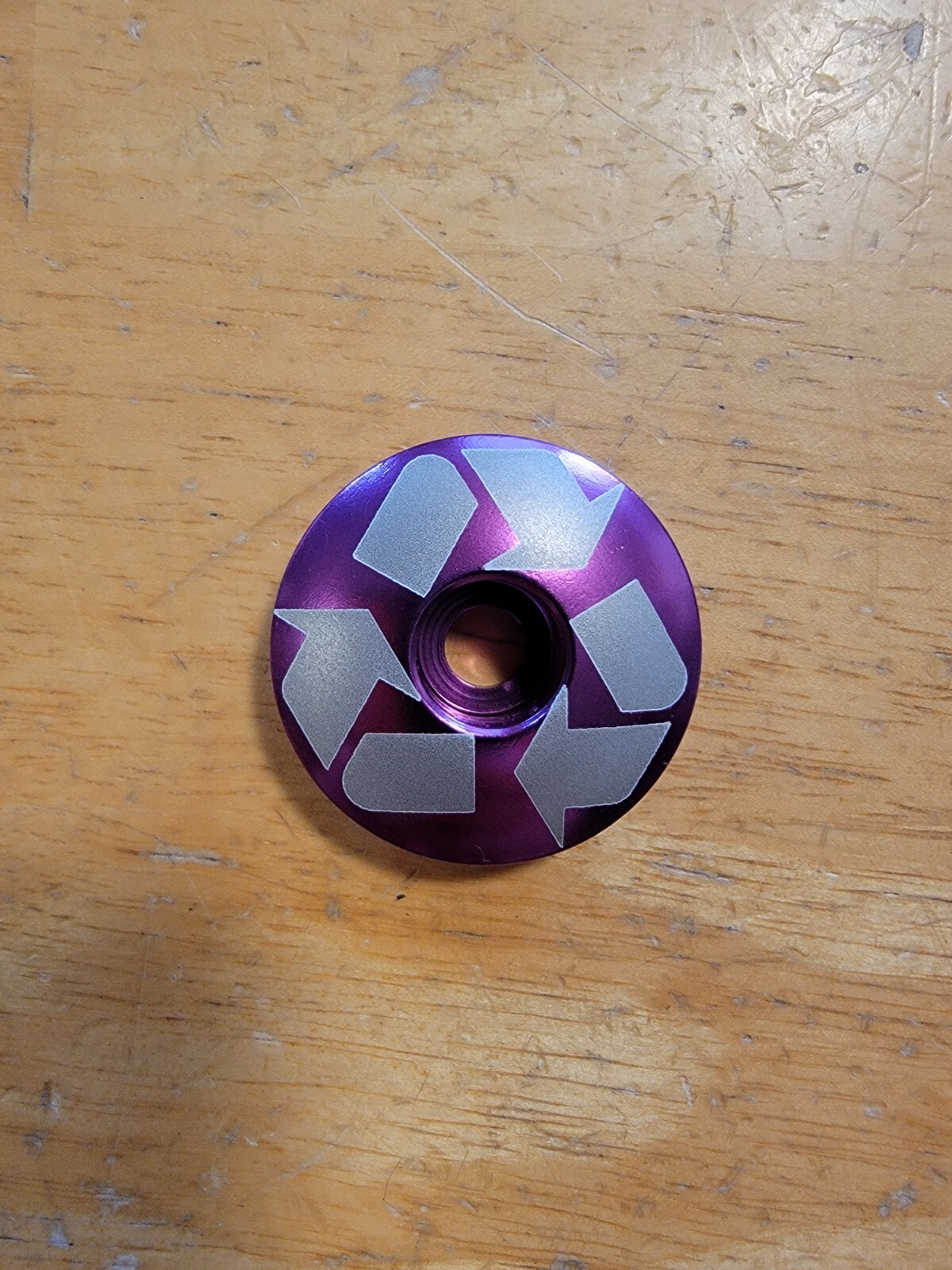 Recycle Sign Bicycle Headset Top Cap 1 1/8" Stem Cap Bolt Bike Purple