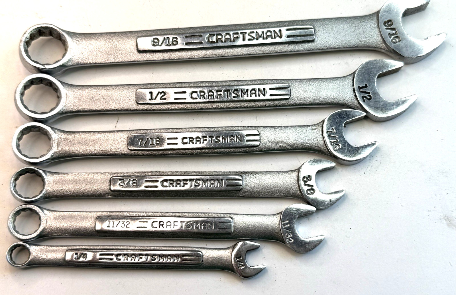 Lot of 6 Craftsman Combination Wrenches SAE 1/4” To 9/16” Tools Made In USA
