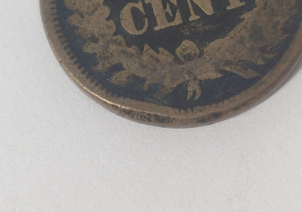 1863 INDIAN HEAD CENT WITH RIM DINGS